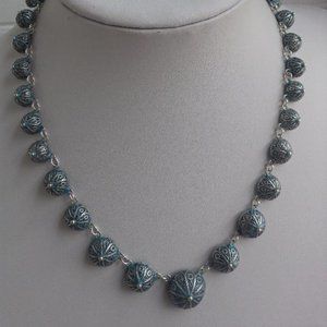 Antique Sterling Silver Enameled 1910 Necklace Choker